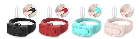 China Hand Sanitizer Disinfectant Sub-packing Silicone Bracelet Wristband Hand Dispenser Wearable Hand Sanitizer Dispenser Pum supplier
