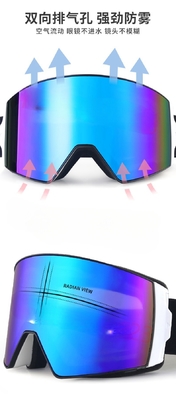 Ski Goggles TPU Frame Dual PC Mirror Lens Great Cylinder Easy Change Lens supplier